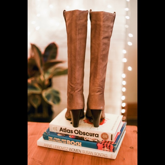 Aldo Suede Western Style Knee High Heel Boot. - Picture 7 of 8